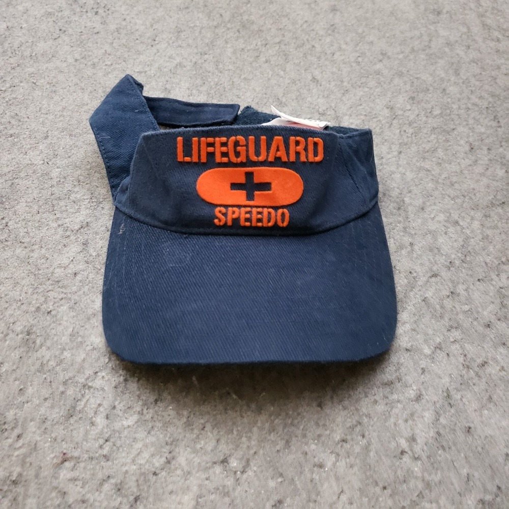 Speedo Hat Cap Visor Mens One‎ Size Blue Orange Outdoor Strap Back Lifeguard A1